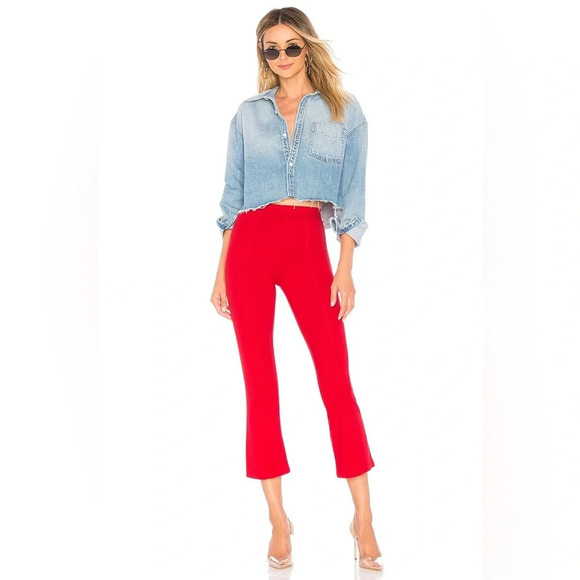 Lovers and Friends Lee Crop Pants Flare wide Leg High rise Waist Red revolve - Picture 3 of 12